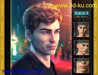 3D打印模型L.I.E. FACE SCARS for Genesis 3 and 8 Pack 2的图片