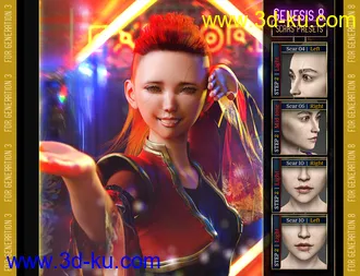 3D打印模型L.I.E. FACE SCARS for Genesis 3 and 8 Pack 2的图片
