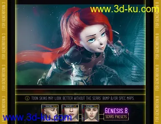 3D打印模型L.I.E. FACE SCARS for Genesis 3 and 8 Pack 2的图片