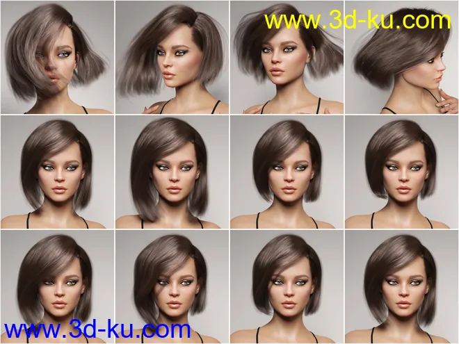 Lary Hair for Genesis 3 and 8 Female(s)模型的图片13