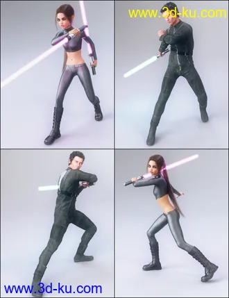 3D打印模型Laser Swords and Poses 2 for Genesis 3 and 8的图片
