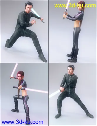 3D打印模型Laser Swords and Poses 2 for Genesis 3 and 8的图片