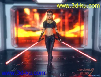 3D打印模型Laser Swords and Poses 2 for Genesis 3 and 8的图片
