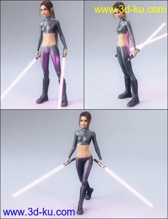 3D打印模型Laser Swords and Poses 2 for Genesis 3 and 8的图片