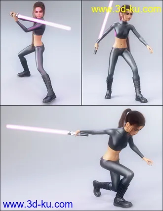 3D打印模型Laser Swords and Poses 2 for Genesis 3 and 8的图片