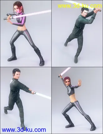 3D打印模型Laser Swords and Poses 2 for Genesis 3 and 8的图片
