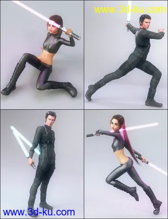 3D打印模型Laser Swords and Poses 2 for Genesis 3 and 8的图片