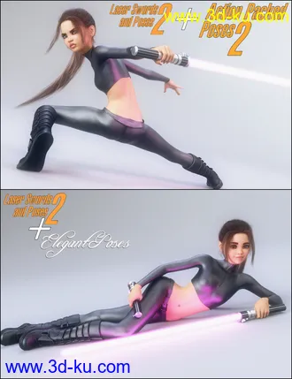 Laser Swords and Poses 2 for Genesis 3 and 8模型的图片14