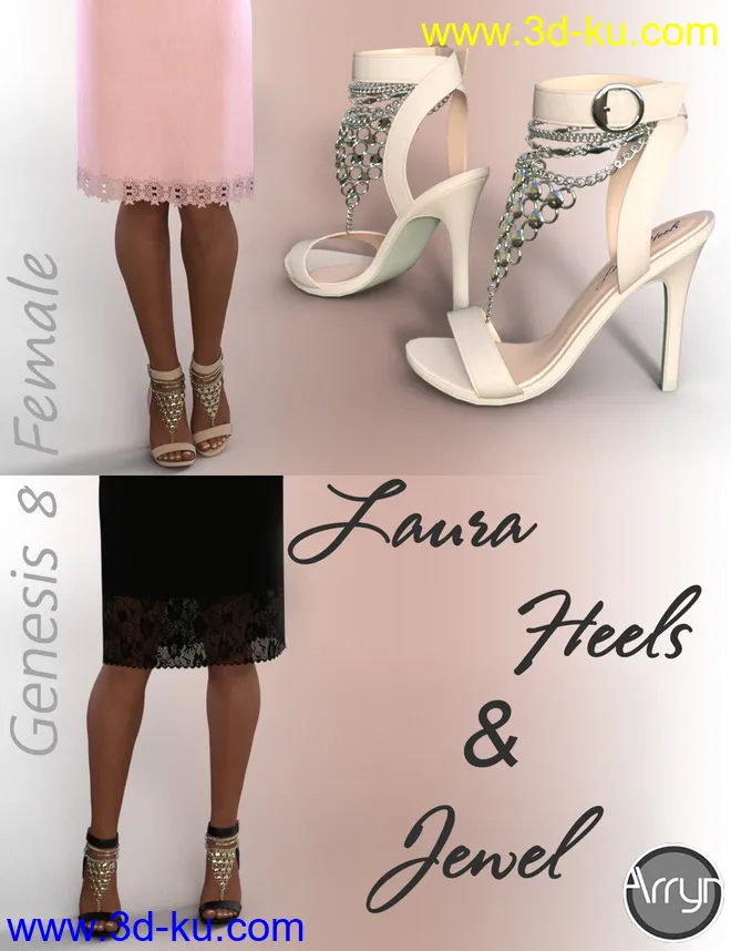 Laura Jewel Heels for Genesis 8 Female(s)模型的图片1