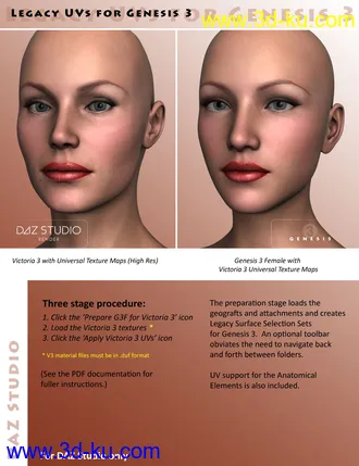 3D打印模型Legacy UVs for Genesis 3 - Special Edition - Victoria 3的图片