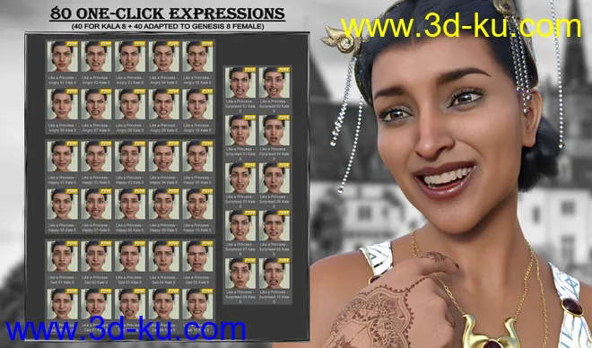 Like a Princess - Expressions for Genesis 8 Female and Kala 8模型的图片6