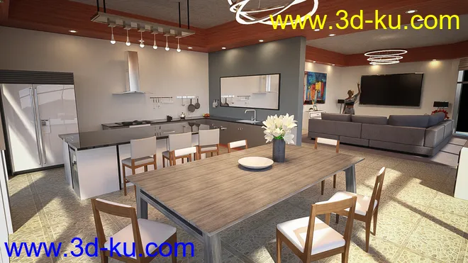 Living Dining Kitchen模型的图片2