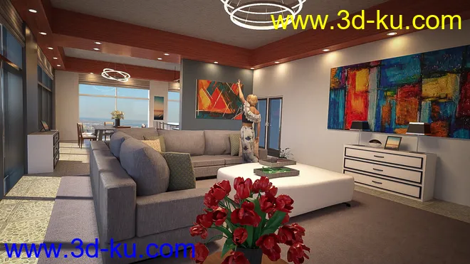 Living Dining Kitchen模型的图片3