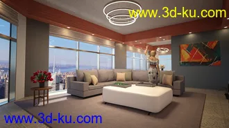 3D打印模型Living Dining Kitchen的图片