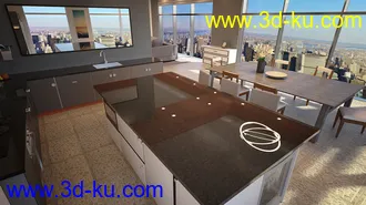 3D打印模型Living Dining Kitchen的图片