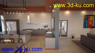 3D打印模型Living Dining Kitchen的图片