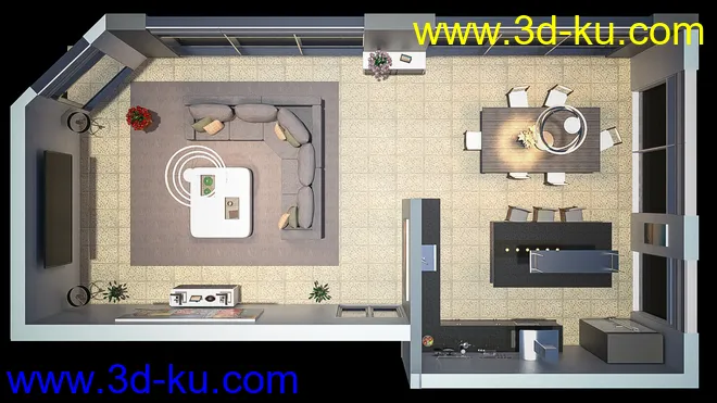 Living Dining Kitchen模型的图片11