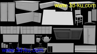 3D打印模型Living Dining Kitchen的图片