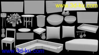 3D打印模型Living Dining Kitchen的图片