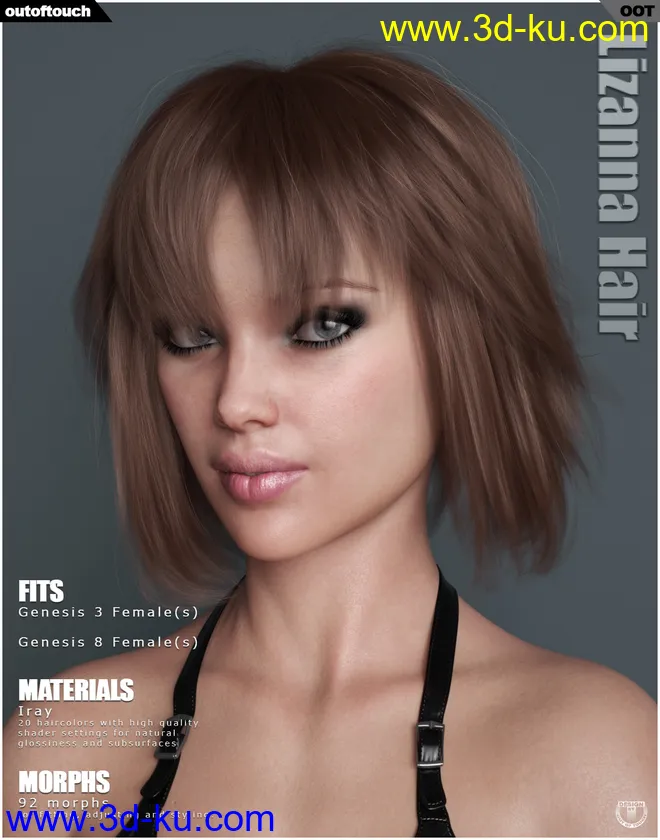 Lizanna Hair for Genesis 3 and 8 Females模型的图片1