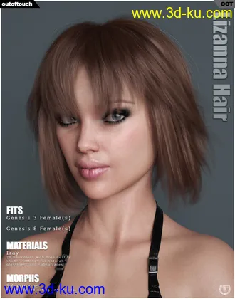 3D打印模型Lizanna Hair for Genesis 3 and 8 Females的图片