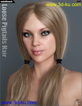 3D打印模型Loose Pigtails Hair for Genesis 3 and 8 Female(s)的图片