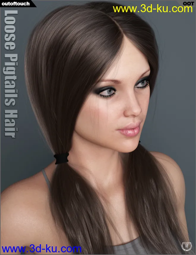 Loose Pigtails Hair for Genesis 3 and 8 Female(s)模型的图片2