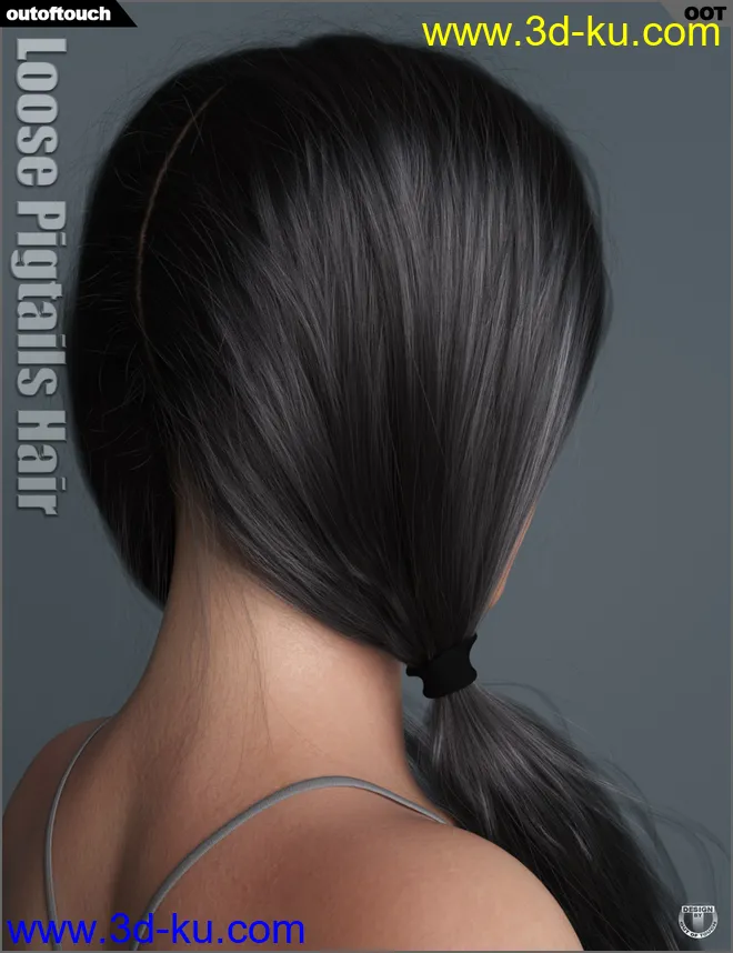 Loose Pigtails Hair for Genesis 3 and 8 Female(s)模型的图片3