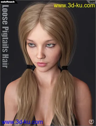 3D打印模型Loose Pigtails Hair for Genesis 3 and 8 Female(s)的图片