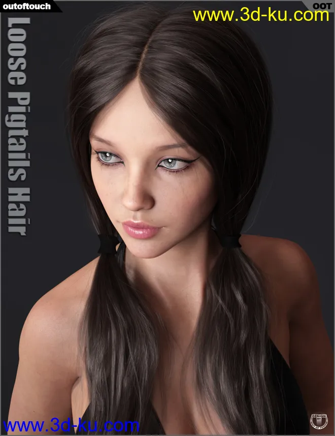 Loose Pigtails Hair for Genesis 3 and 8 Female(s)模型的图片6