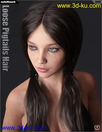 3D打印模型Loose Pigtails Hair for Genesis 3 and 8 Female(s)的图片