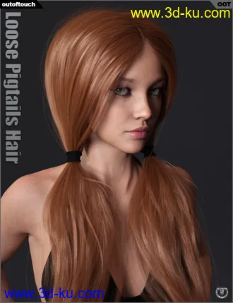 3D打印模型Loose Pigtails Hair for Genesis 3 and 8 Female(s)的图片