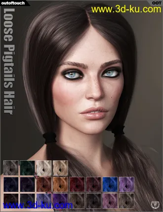 3D打印模型Loose Pigtails Hair for Genesis 3 and 8 Female(s)的图片