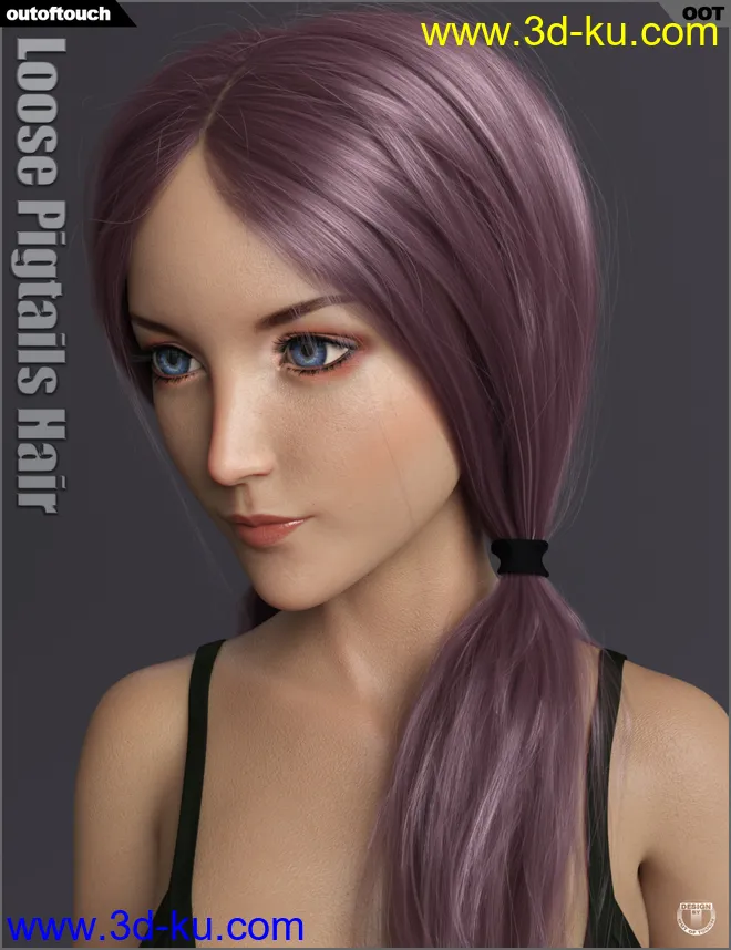 Loose Pigtails Hair for Genesis 3 and 8 Female(s)模型的图片10