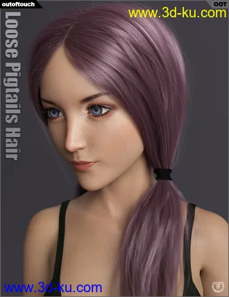 3D打印模型Loose Pigtails Hair for Genesis 3 and 8 Female(s)的图片