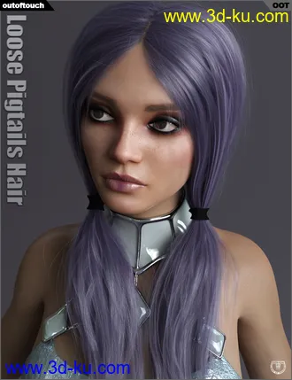 3D打印模型Loose Pigtails Hair for Genesis 3 and 8 Female(s)的图片