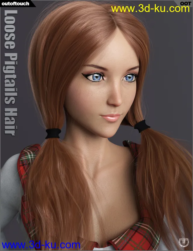 Loose Pigtails Hair for Genesis 3 and 8 Female(s)模型的图片12