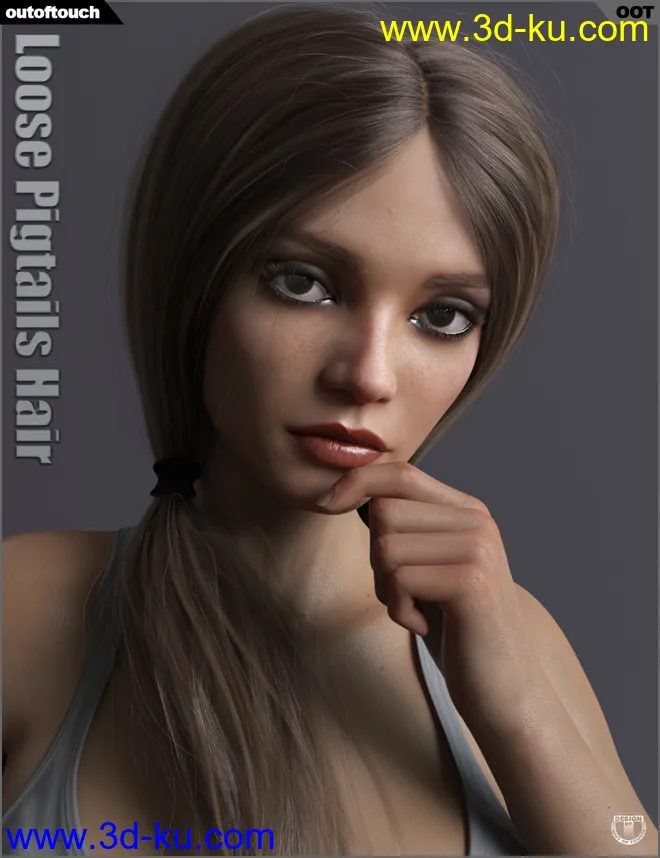 Loose Pigtails Hair for Genesis 3 and 8 Female(s)模型的图片13