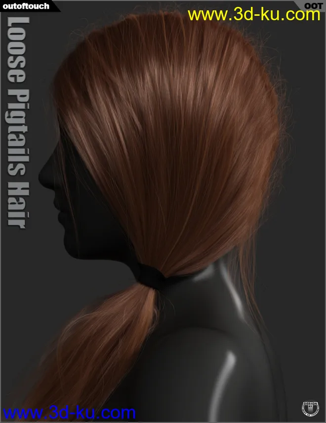 Loose Pigtails Hair for Genesis 3 and 8 Female(s)模型的图片15