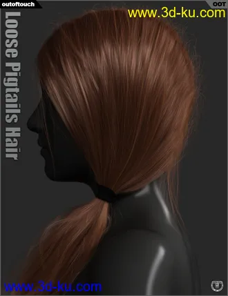 3D打印模型Loose Pigtails Hair for Genesis 3 and 8 Female(s)的图片