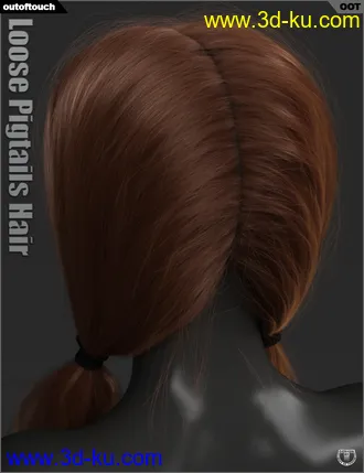 3D打印模型Loose Pigtails Hair for Genesis 3 and 8 Female(s)的图片