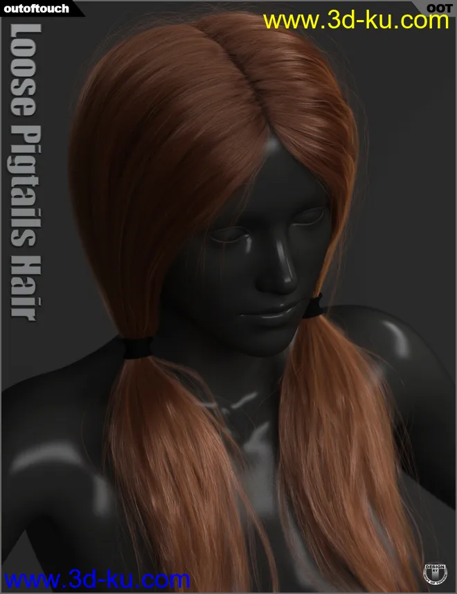 Loose Pigtails Hair for Genesis 3 and 8 Female(s)模型的图片17