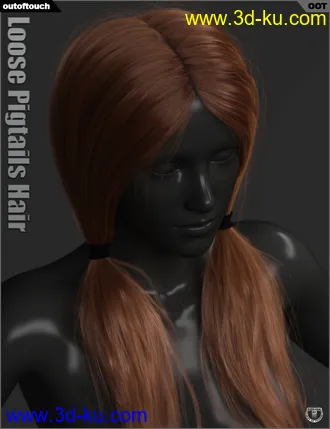 3D打印模型Loose Pigtails Hair for Genesis 3 and 8 Female(s)的图片