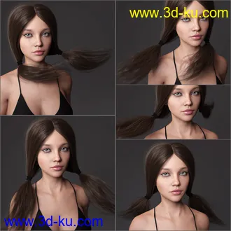 3D打印模型Loose Pigtails Hair for Genesis 3 and 8 Female(s)的图片