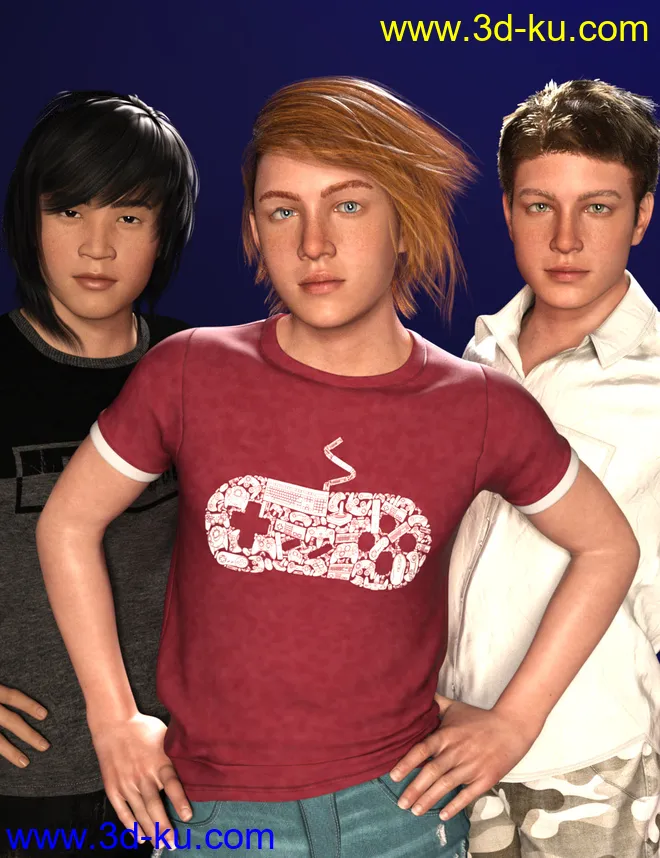 M3D Teen 8 Classmates Head Shapes for Genesis 8 Male模型的图片1