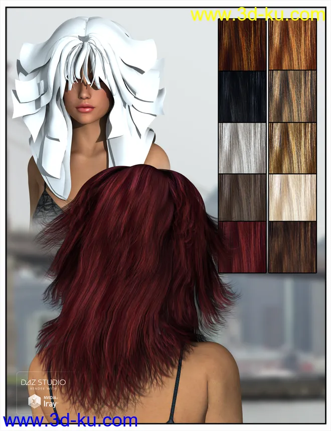 Mane Hair for Genesis 2 and 3 Female(s) and Victoria 4模型的图片6