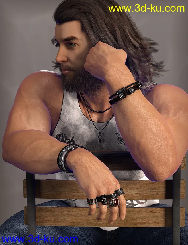 MD Rock Jewelry for Genesis 3 and 8 Male(s)模型的图片2