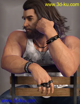 3D打印模型MD Rock Jewelry for Genesis 3 and 8 Male(s)的图片