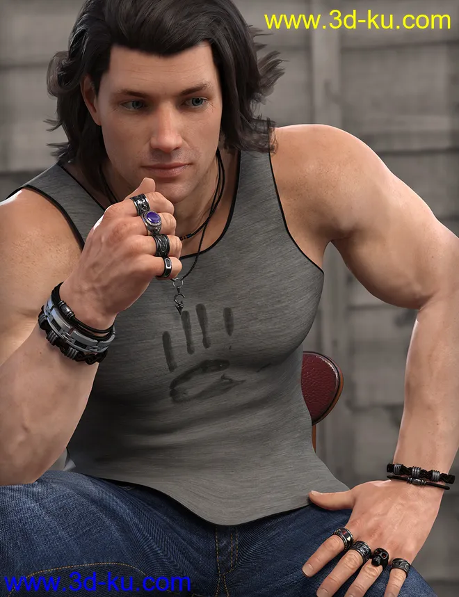 MD Rock Jewelry for Genesis 3 and 8 Male(s)模型的图片8