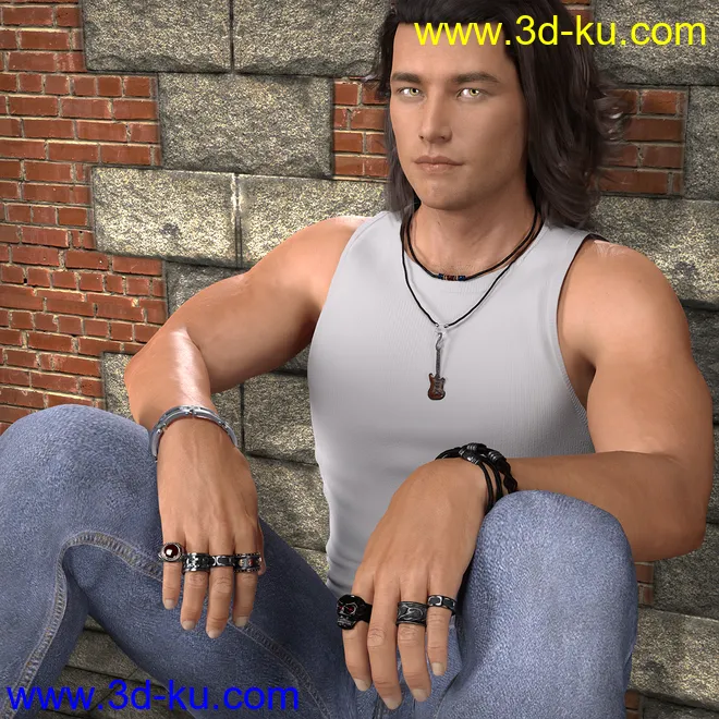 MD Rock Jewelry for Genesis 3 and 8 Male(s)模型的图片9